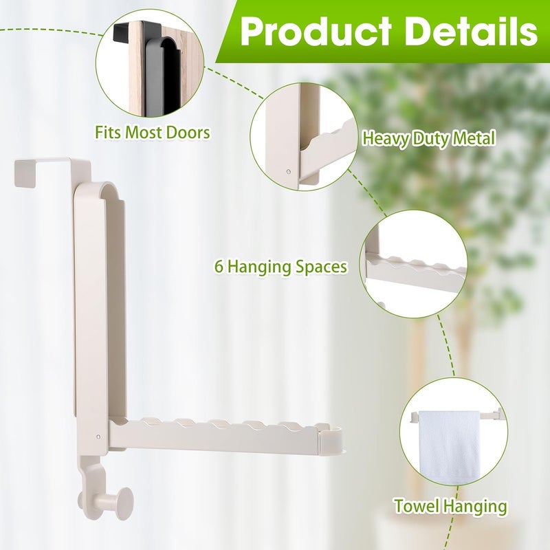 Dntorx Over The Door Drying Rack, 2 Pack Foldable Over The Door Hooks Hanger for Laundry Clothes Heavy Duty Door Organizer Rack Coat Towels Hanging Storage for Bedroom Bathroom Kitchen - Image 2